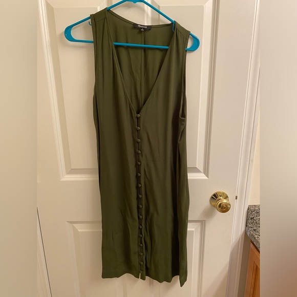 Madewell Heather Button Front Dress Green Medium - Picture 13 of 14